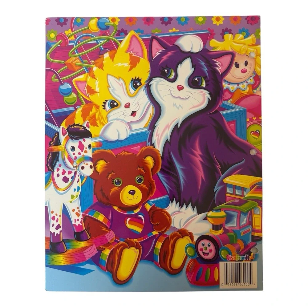 Lisa Frank Vtg Purrfect Playtime Folder Kittens Rocking Horse Teddy Bear Cats